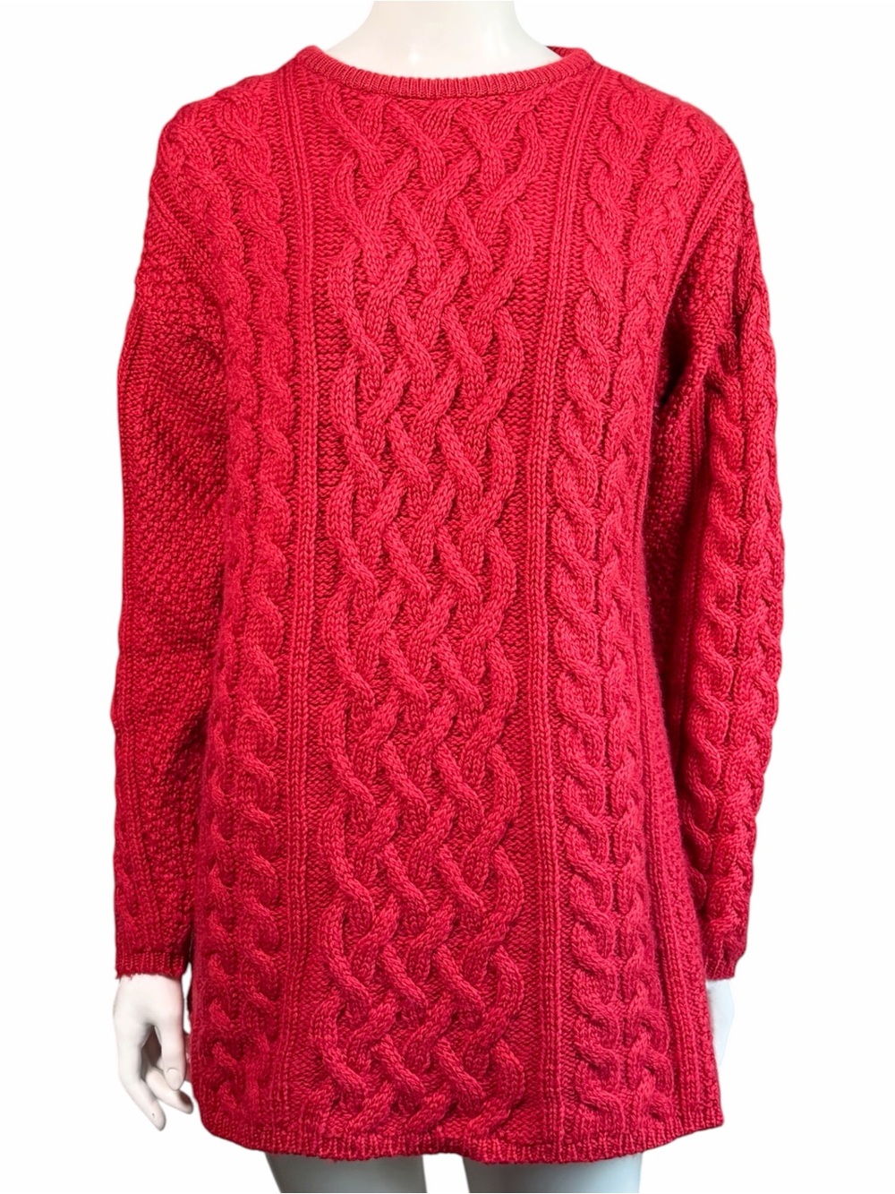 Aran Crafts Ireland Merino Cashmere Cable Knit Sweater Red Small Vintage